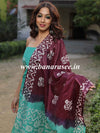 Handloom Khadi Cotton Hand-Dyed Batik Pattern Salwar Kameez Dupatta Set-Green & Wine