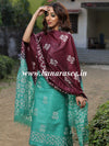 Handloom Khadi Cotton Hand-Dyed Batik Pattern Salwar Kameez Dupatta Set-Green & Wine