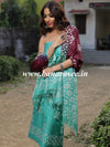 Handloom Khadi Cotton Hand-Dyed Batik Pattern Salwar Kameez Dupatta Set-Green & Wine