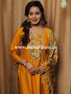 Banarasee Muslin Silk Kurta Pants With printed Dupatta Suit Set-Yellow