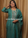 Banarasee Muslin Silk Kurta Pants With Viscose Dupatta Suit Set-Green