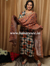 Banarasee Muslin Silk Kurta Pants With Kalamkari Print Dupatta Suit Set-Beige & Brown
