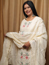 Banarasee Cotton Kurta Pants With Dupatta Suit Set-White