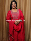 Banarasee Rayon Kurta Pants With Chiffon Dupatta Suit Set-Pink