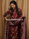 Banarasee Muslin Silk Printed Suit Set-Maroon