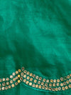 Banarasee Organza Silk Shibori Dyed Hand-work Scallop Border Saree & Contrast Blouse-Sea Green