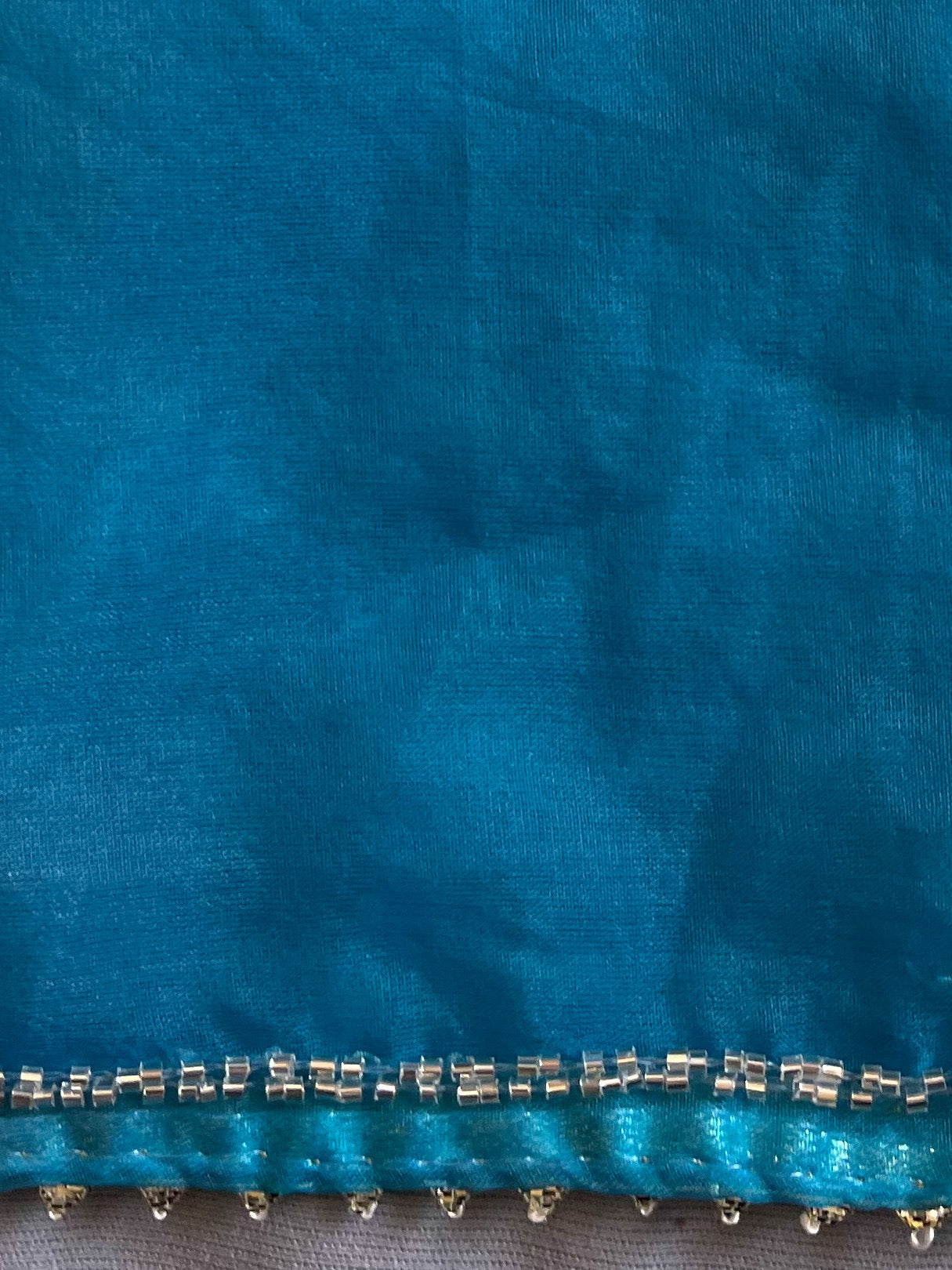 Banarasee Organza Silk Shibori Dyed Hand-work Saree & Contrast Blouse-Blue