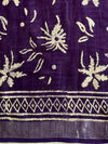 Linen Cotton Bagru Hand-Block Printed Saree-Purple