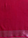 Linen Cotton Bagru Hand-Block Printed Saree-Pink