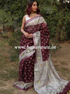 Bhagalpuri Handloom Pure Linen Cotton Block Printed Saree-Brown