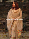Banarasee Handloom Chanderi Salwar Kameez Fabric With Meena Design-Beige