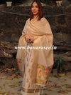 Banarasee Handloom Chanderi Salwar Kameez Fabric With Meena Design-Beige