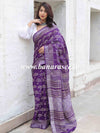 Linen Cotton Bagru Hand-Block Printed Saree-Purple