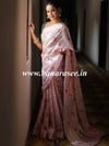 Banarasee Faux Georgette Saree With Meena Floral Jaal Work & Contrast Border-Baby Pink