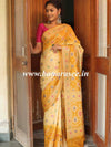 Banarasee Handwoven Semi-Silk Saree With Bandhej & Floral Zari Border-Yellow