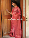 Banarasee Handwoven Semi Silk Saree With Digital Print & Broad Zari Border-Pink