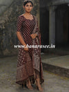 Banarasee Salwar Kameez Cotton Silk Resham Buti Woven Fabric-Wine