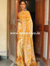 Banarasee Handwoven Semi-Silk Saree With Bandhej & Floral Zari Border-Yellow