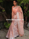 Banarasee Linen Cotton Digital Print Silver Zari Saree-Peach