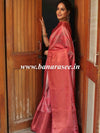 Banarasee Handwoven Semi Silk Saree With Digital Print & Broad Zari Border-Pink