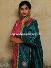 Banarasee Silk Brocade Salwar Kameez Fabric With Hand-Embroidered Dupatta-Hot Pink & Teal