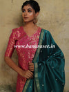 Banarasee Silk Brocade Salwar Kameez Fabric With Hand-Embroidered Dupatta-Hot Pink & Teal