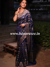 Banarasee Handwoven Semi Silk Patola Design Meena & Zari Work Saree-Deep Blue