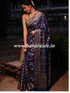 Banarasee Handwoven Semi Silk Patola Design Meena & Zari Work Saree-Deep Blue