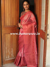 Banarasee Handwoven Semi Silk Saree With Digital Print & Broad Zari Border-Pink
