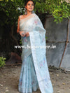 Banarasee Linen Cotton Digital Print Silver Zari Saree-Pastel Blue