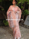 Banarasee Linen Cotton Digital Print Silver Zari Saree-Peach