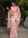 Banarasee Linen Cotton Digital Print Silver Zari Saree-Peach