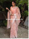 Banarasee Linen Cotton Digital Print Silver Zari Saree-Peach