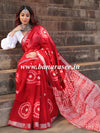 Bhagalpur Handloom Pure Linen Cotton Hand-Dyed Shibori Pattern Saree-Red
