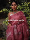 Bhagalpur Cotton Silk Ghichha Work Embroidered Saree-Rouge Pink