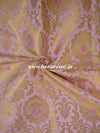 Banarasee Satin Brocade Gold Zari Jaal Design Fabric-Baby Pink