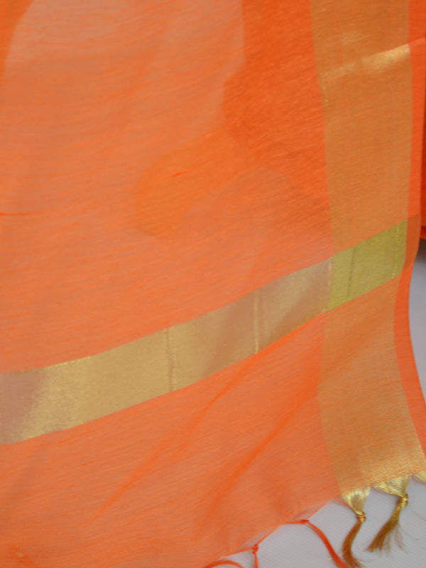 Banarasee Shibori Dyed Chanderi Salwar Kameez Fabric With Cotton Silk Dupatta-Orange