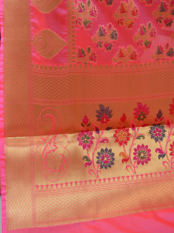 Banarasee Art Silk Saree With Meena Buta Work-Pink